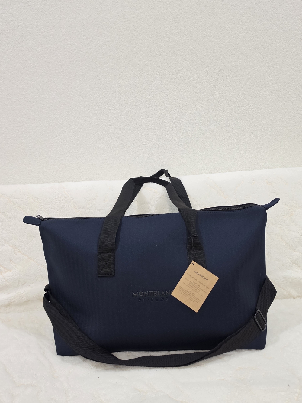 Montblanc Navy Blue Men's Duffel Bag with Black Straps